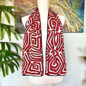 SOLD- Vintage 70s/80s Vera Neumann silk scarf: red & white geometric print